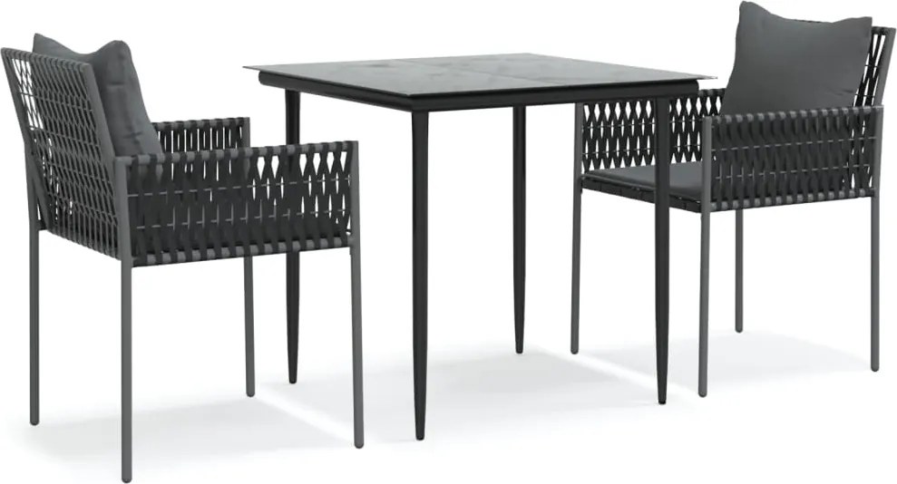 vidaXL Set mobilier de grădină cu perne, 3 piese, poliratan și oțel