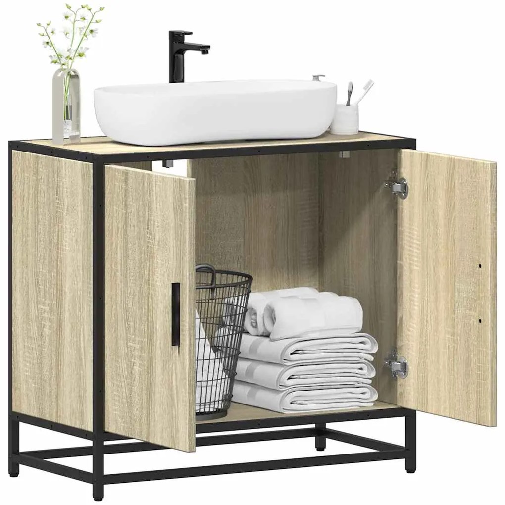 vidaXL Dulap de chiuvetă baie stejar sonoma 65x33x60 cm lemn prelucrat