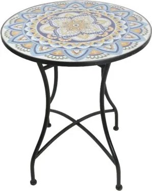 Masuta de exterior din metal, cu design mozaic ceramic, Stil Mediteraneean "Tesera"