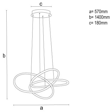 Lustră LED dimabilă suspendată pe cablu, 95W/230V, 3000-6500K, Ø57 cm + telecomandă