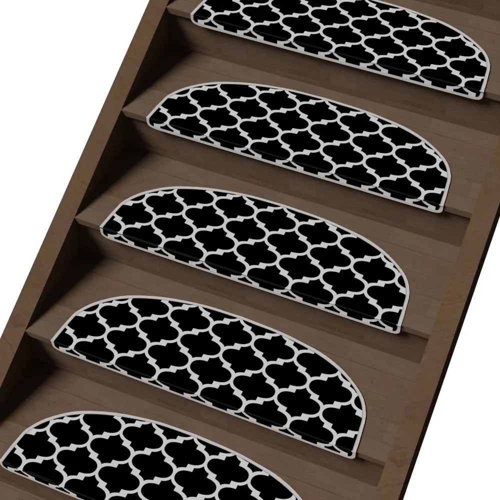 Covorașe pentru scări negre-albe 16 buc. 20x65 cm Madalyon – Vitaus