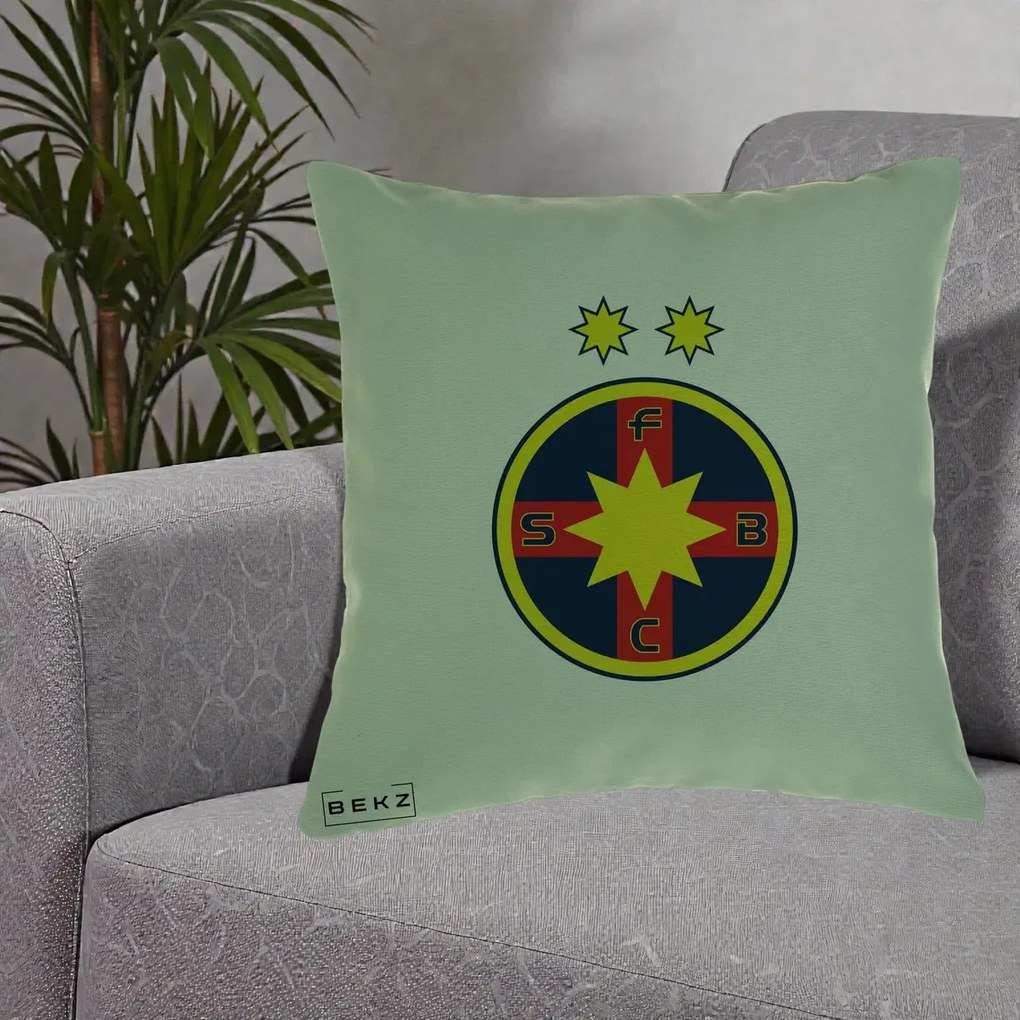 Perna Personalizata FCSB Fotbal Club Steaua Bucuresti, 40x40 cm, Verde, Husa Detasabila, Perna Inclusa, BEKZ®