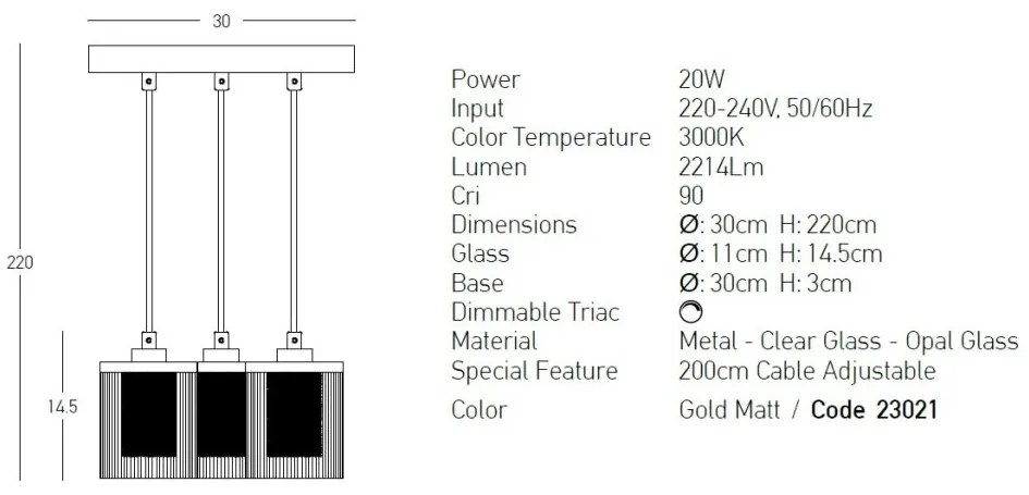 Lustra LED dimabila design modern decorativ Luxury 3L aurie