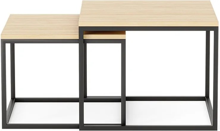 Set lemn masiv măsuțe de cafea 60 × 60 cm / 54 × 54 cm
