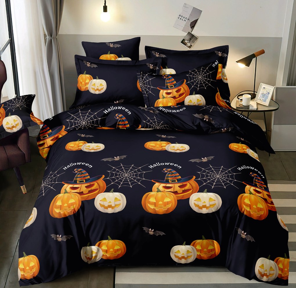 Lenjerie de pat din microfibra PUMPKIN NIGHT albastru inchis Dimensiune lenjerie de pat: 70 x 80 cm | 140 x 200 cm