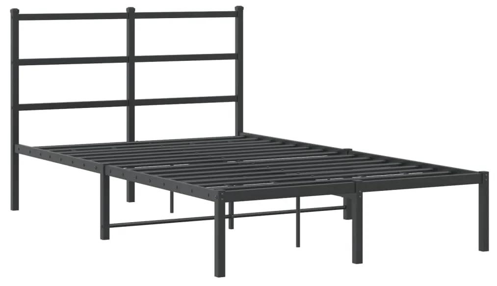355363 vidaXL Cadru de pat metalic cu tăblie, negru, 120x200 cm