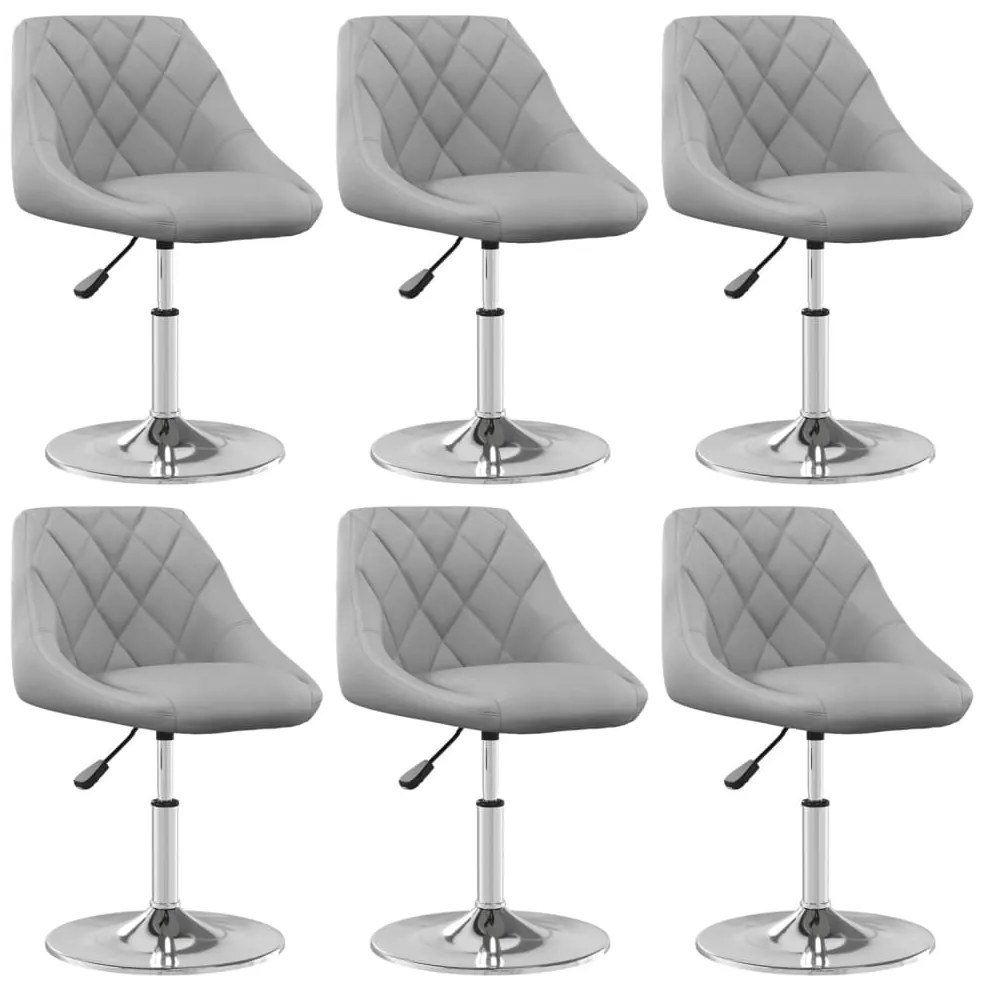 vidaXL Scaune de sufragerie pivotante 6 buc, gri deschis, catifea