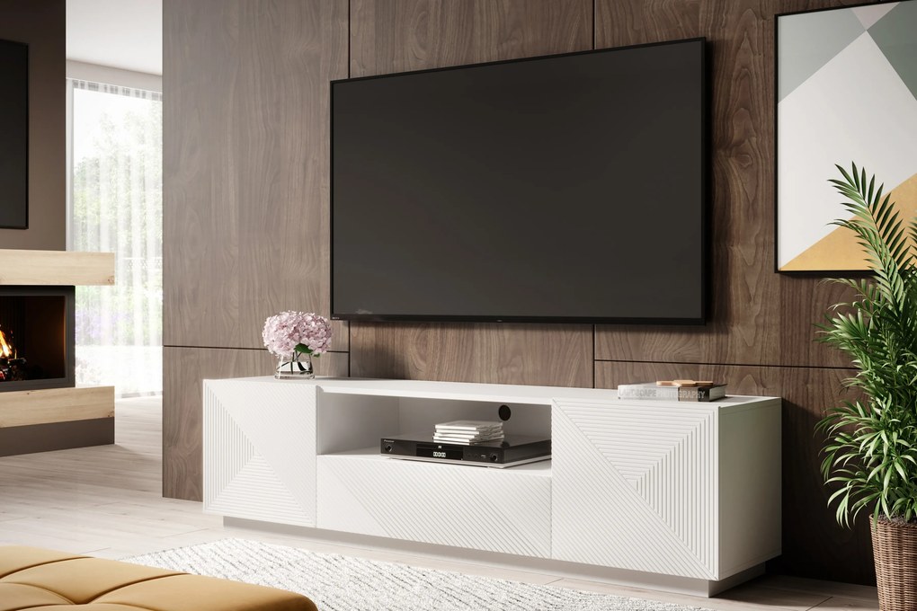 Comodă TV Asha 167 cm cu sertare - alb mat