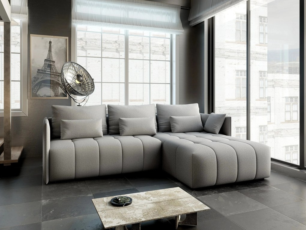 Colțar extensibil dumonde cu ladă de depozitare si sezut confortabil din spuma high-density, Malta Enjoy Grey II 235x185 cm