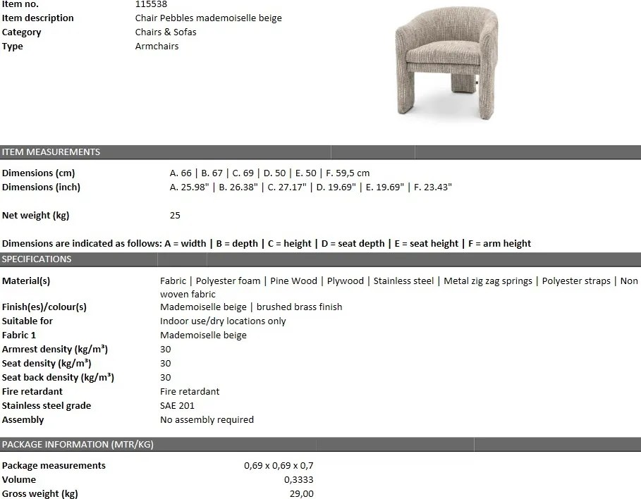 Scaun design LUX Pebbles, bej mademoiselle 115538 HZ