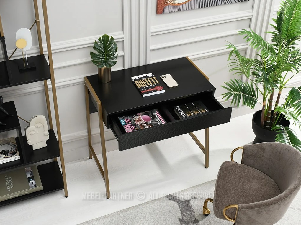 Masă PC Norway (lemn negru + auriu). 1109801
