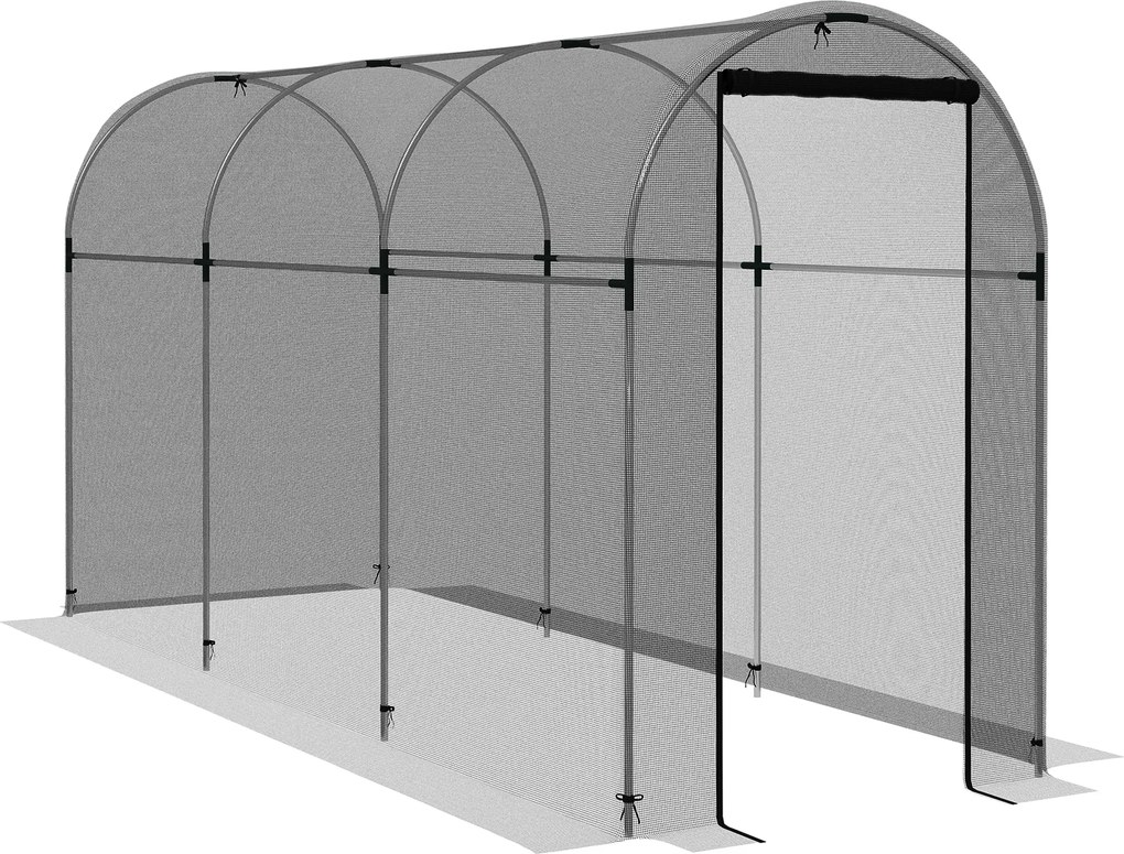Outsunny Plasă protecție păsări, protecție plante, robustă, ușă cu fermoar, 120x360x188 cm, Negru/Argintiu | Aosom Romania