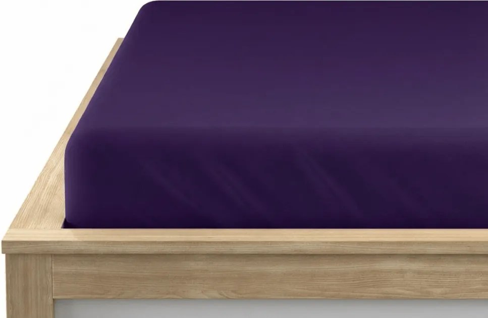 Cearsaf Jersey cu lycra mov inchis 180 x 200 cm