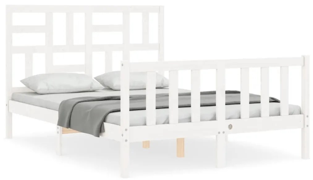 3193047 vidaXL Cadru de pat cu tăblie dublu mic, lemn masiv