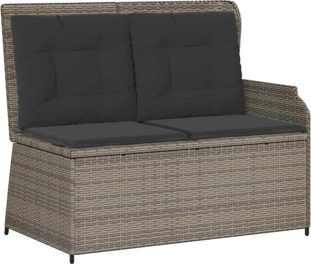 vidaXL Bancă de grădină cu pernă Gri poliratan