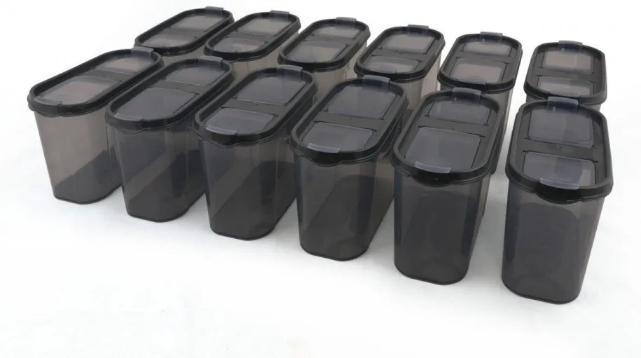 Set de Cutii pentru Depozitare, 12 Piese, Culoare Antracit, 964FRM1124
