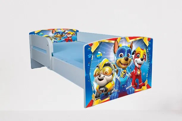 Pat Pentru Copii 2-12 Ani Paw Patrol Space, Cu Protectie Si Saltea De 160x80 Cm Ptv4693