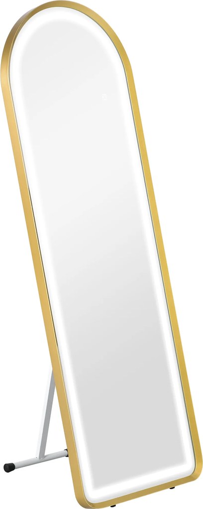 HOMCOM Oglindă în picioare oglindă de perete oglindă pentru întregul corp inclusiv accesorii de fixare pe perete, 151,5 x 50 x 4 cm, Auriu | Aosom Romania