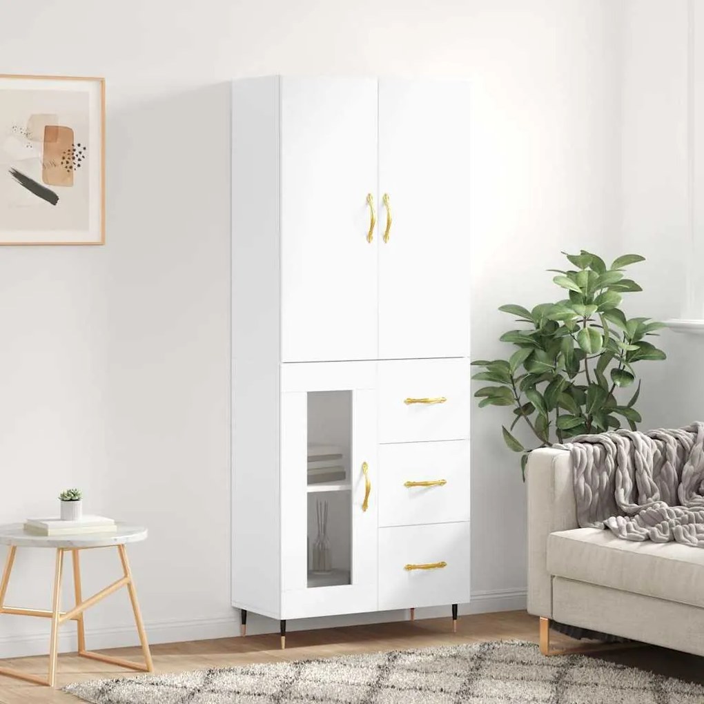 vidaXL Dulap înalt, alb, 69,5x34x180 cm, lemn compozit
