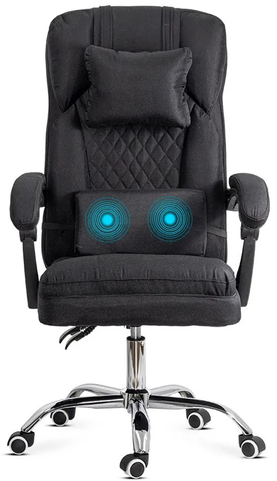 Scaun de birou cu pernă lombară cu masaj din stofă OFF 936 negru