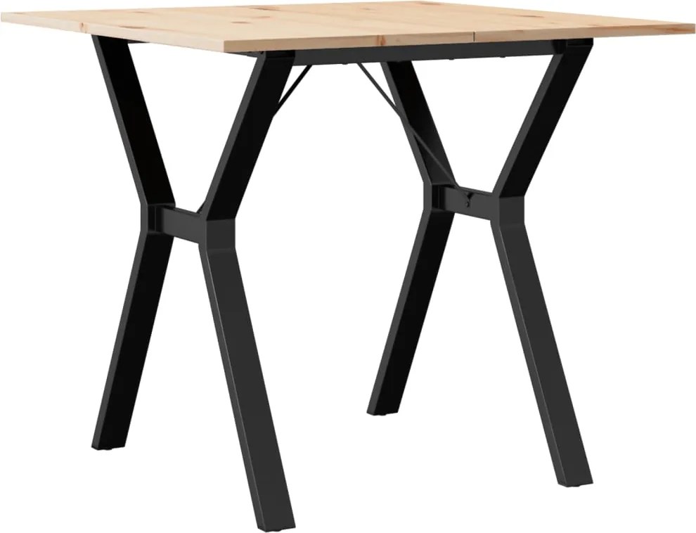 vidaXL Masă de bucătărie, cadru Y, 90x90x75 cm lemn masiv pin și Oţel