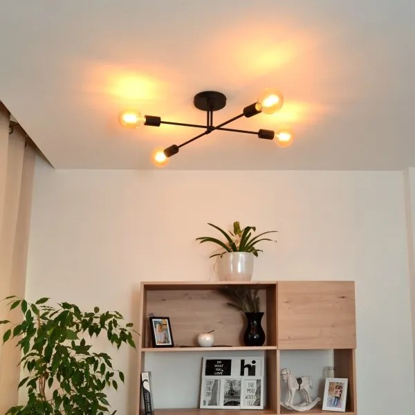 LED Lustră aplicată CAMBRIDGE 4xE27/8W/230V neagră
