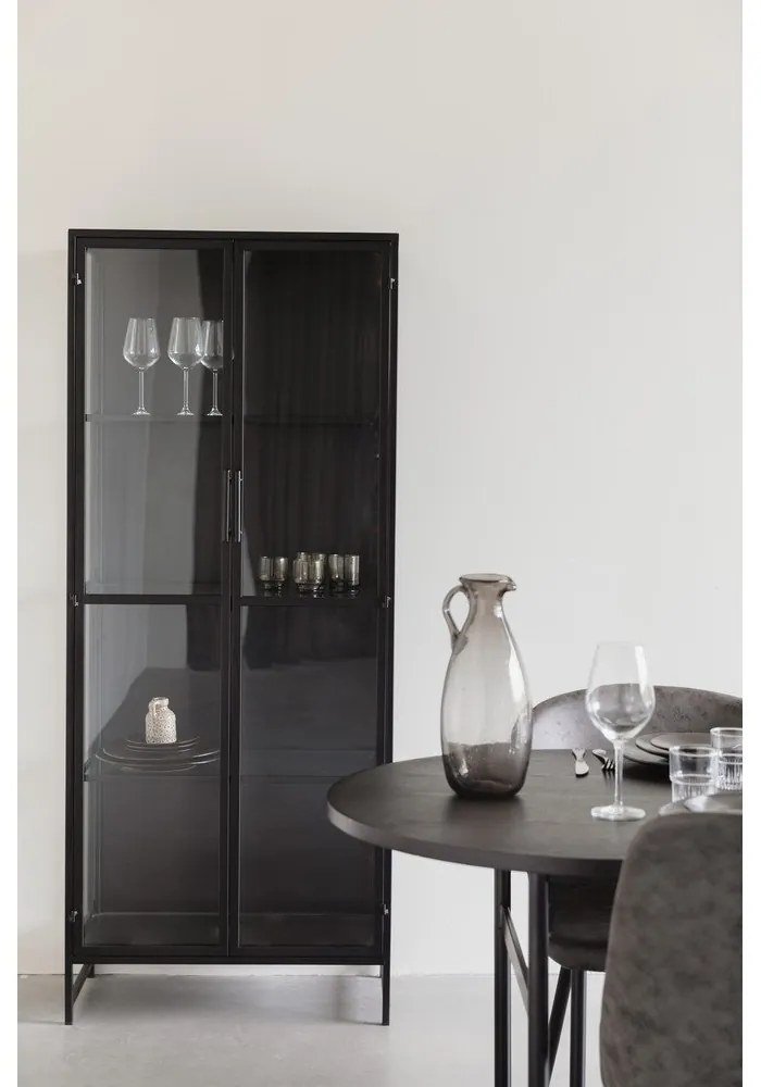 Vitrină neagră din metal 70x170x35 cm Rob – White Label