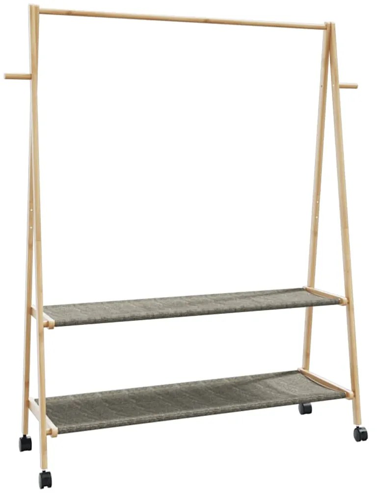 vidaXL Suport pentru haine cu rafturi și roți 132x45,5x155,5 cm bambus