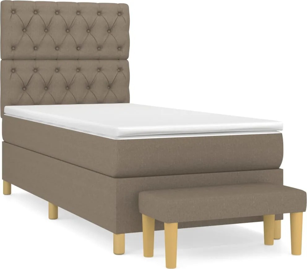 vidaXL Pat box spring cu saltea, gri taupe, 80x200 cm, textil