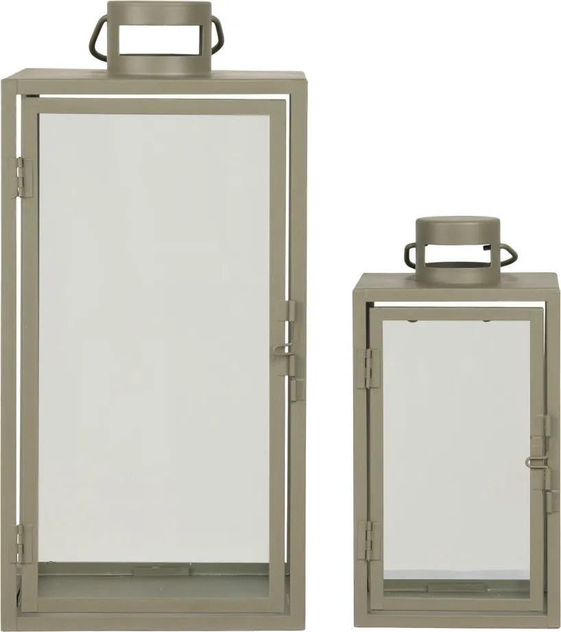 Felinare decorative Corfu, metal/vidră, verde, set de 2