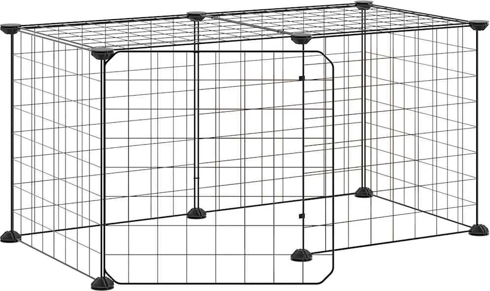 vidaXL Cușcă animale de companie cu ușă, 8 panouri, negru 35x35cm oțel