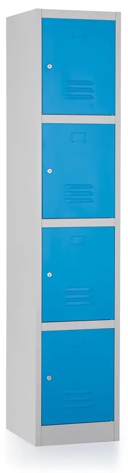 Dulap metalic - 4 cutii, 38 x 45 x 185 cm, inchidere cilindrica, albastru - ral 5012