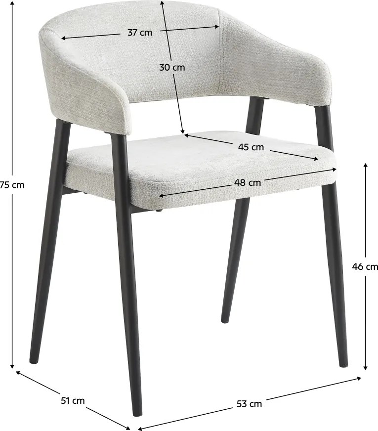 Fotoliu de sufragerie design, gri deschis/negru, NIZAR TYP 2