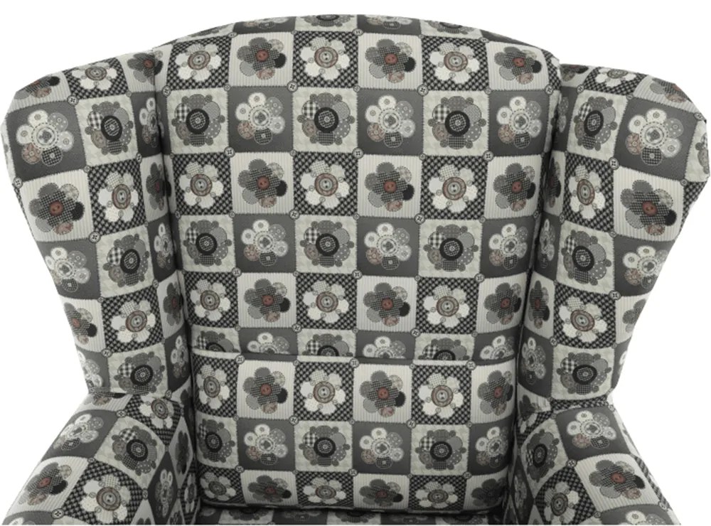 Fotoliu cu taburet, material textil în stilul patchwork N1, ASTRID