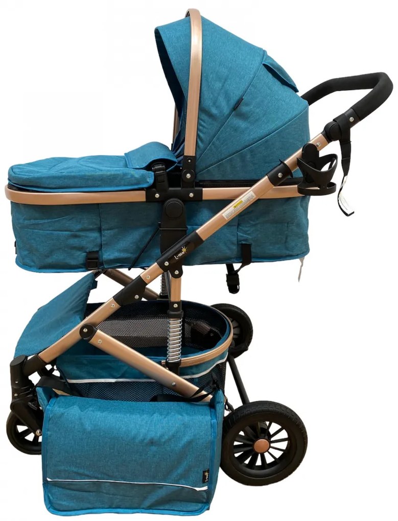 Carucior 2 in 1 pentru copii, cu maner reversibil si suspensii, 0-36 luni - CPC-31-turcoaz