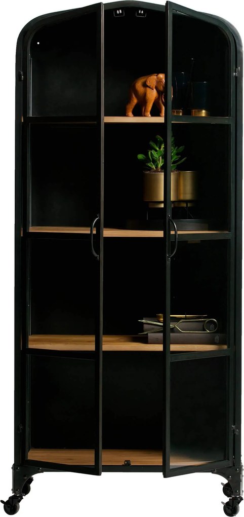 Vitrina din metal cu usi din sticla Lori Cabinet Black | WOOOD