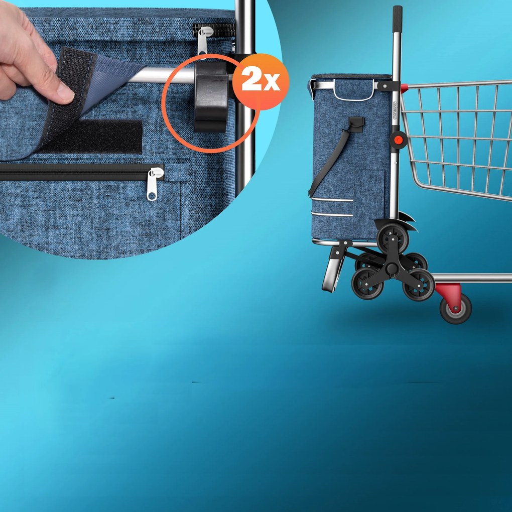 Geantă de cumpărături pe roți pentru scări COMFORT, 50L, albastru Monzana