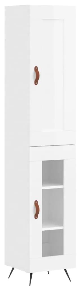 3200363 vidaXL Dulap înalt, alb extralucios, 34,5x34x180 cm, lemn prelucrat