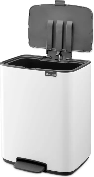 Cos de gunoi Brabantia Bo Pedal 1010119, 12 l, Inchidere usoara, Baza antiderapanta, Alb