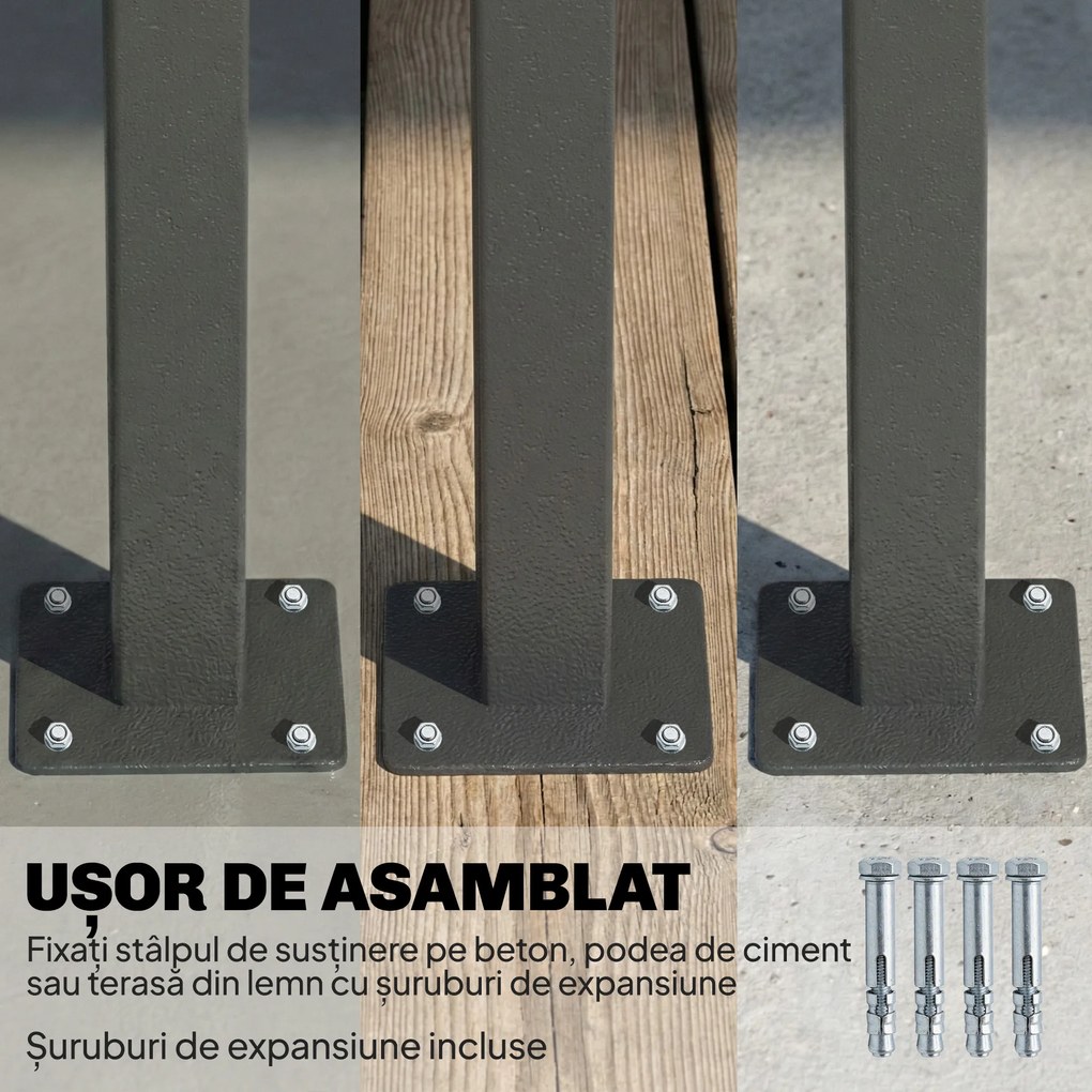 Outsunny Paravan Lateral Retractabil Impermeabil și UV50+, din Aluminiu, Oțel și Poliester, 420x185 cm, Gri Închis | Aosom Romania