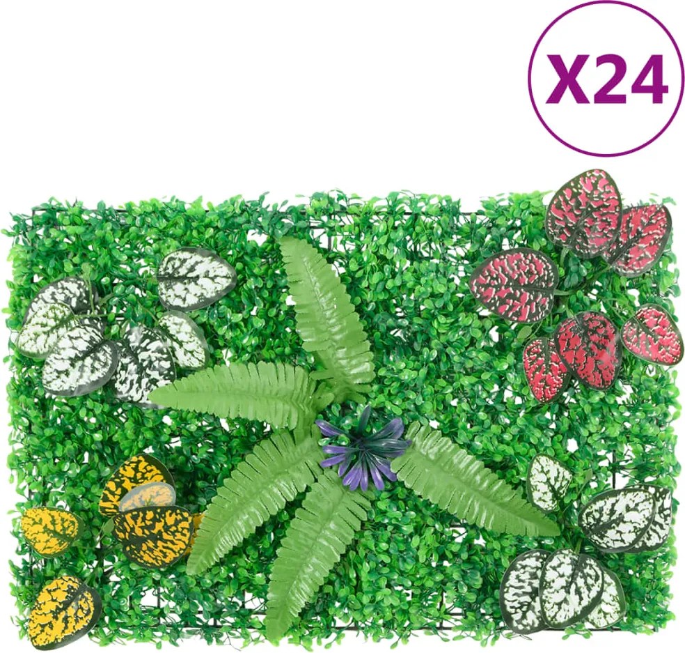 vidaXL Gard din plante artificiale, 24 buc., verde, 40x60 cm