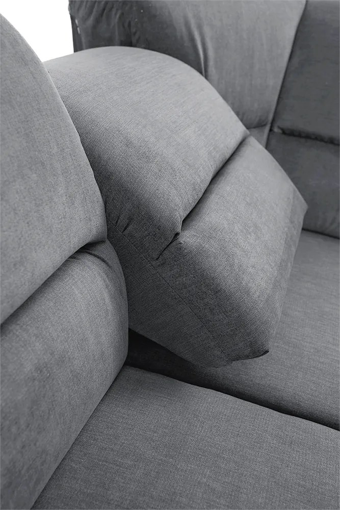 Colţar extensibil, material textil gri, model dreapta, SANTIAGO