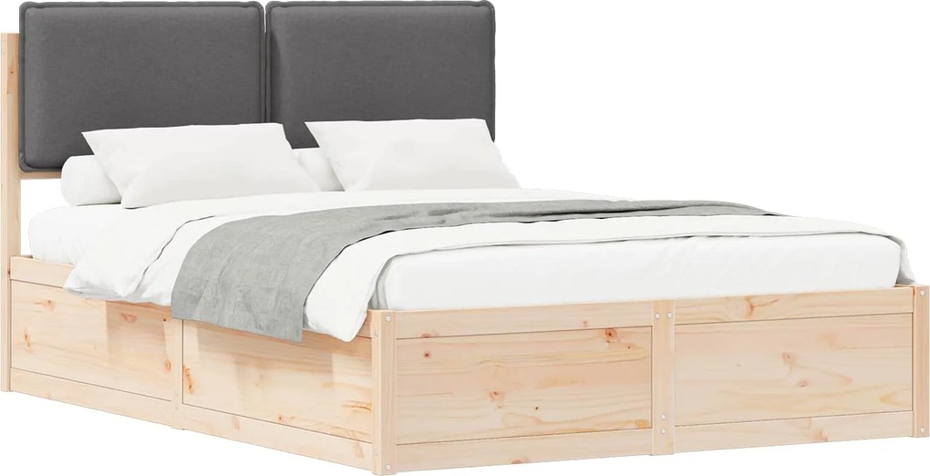 vidaXL Cadru de pat cu tăblie tapițată Gri închis 140 x 200 cm