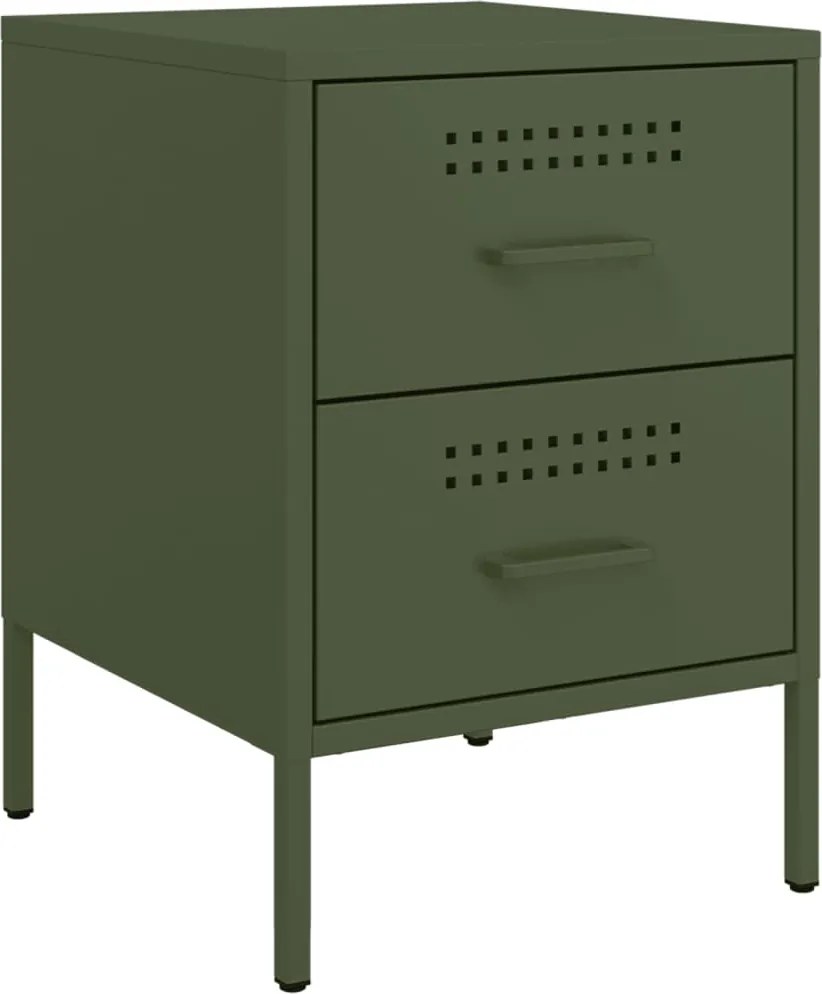 vidaXL Noptieră, verde măsliniu, 36x39x50,5 cm, oțel