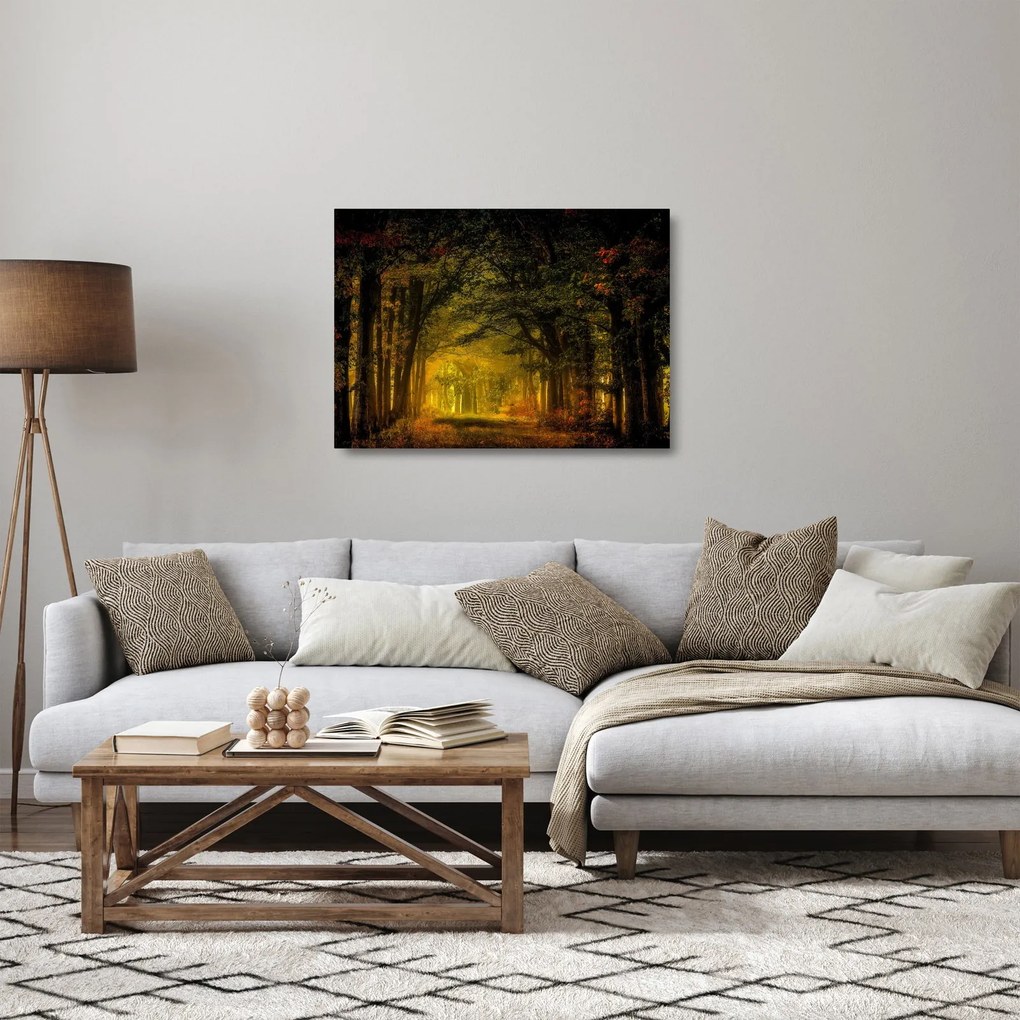 Tablou pe sticlă cu pădure (70x50 cm)