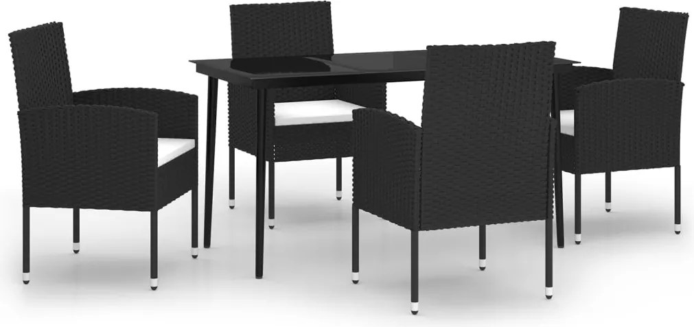 vidaXL Set de servit masa pentru grădină, 5 piese, negru