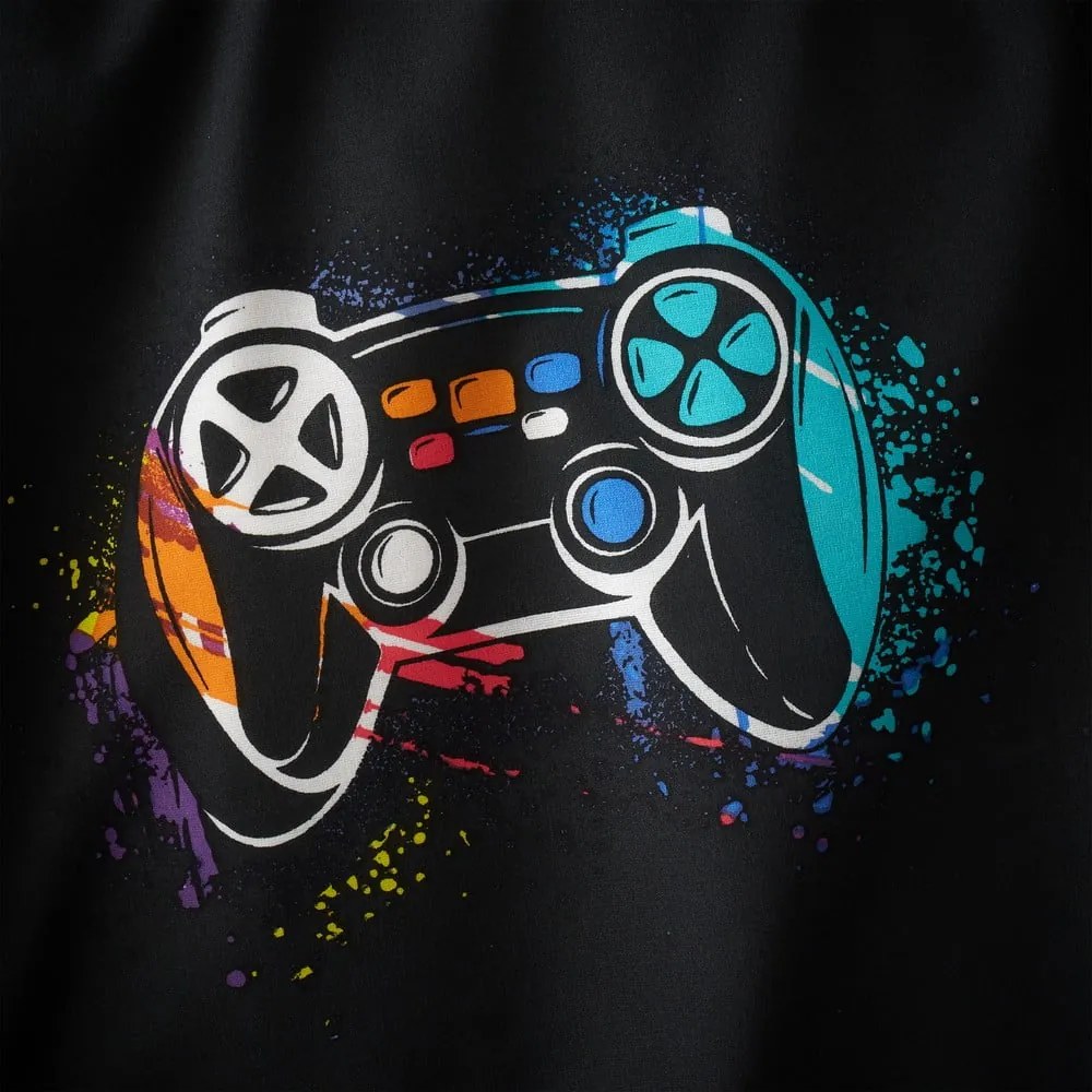 Cearceaf pentru copii negru pentru pat de o persoană cu elastic 90x190 cm Game Over – Catherine Lansfield