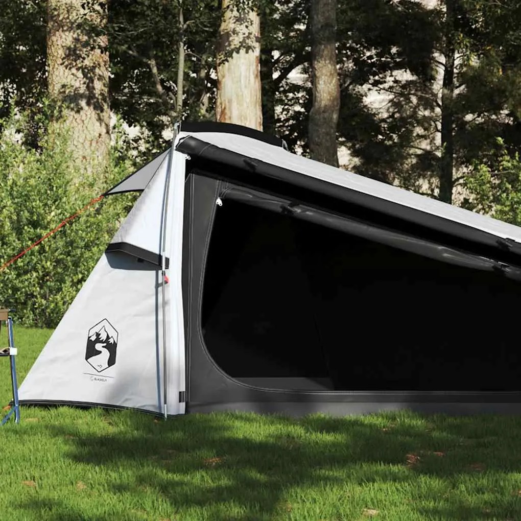 vidaXL Cort camping tunel 2 persoane, alb, țesătură opacă, impermeabil