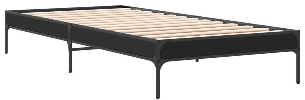 845031 vidaXL Cadru de pat, negru, 90x200 cm, lemn prelucrat și metal