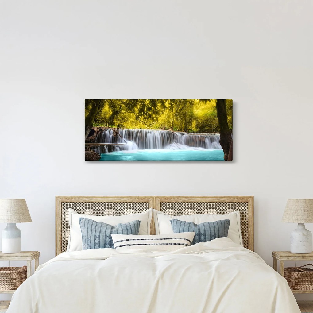 Tablou - Cascadă, cu culori strălucitoare (120x50 cm)